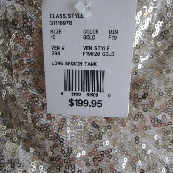 NWT $199.95 DAVID’S BRIDAL Allover Sequin Blouson Tank Bridesmaid Gold Dress 10 - Picture 7 of 11
